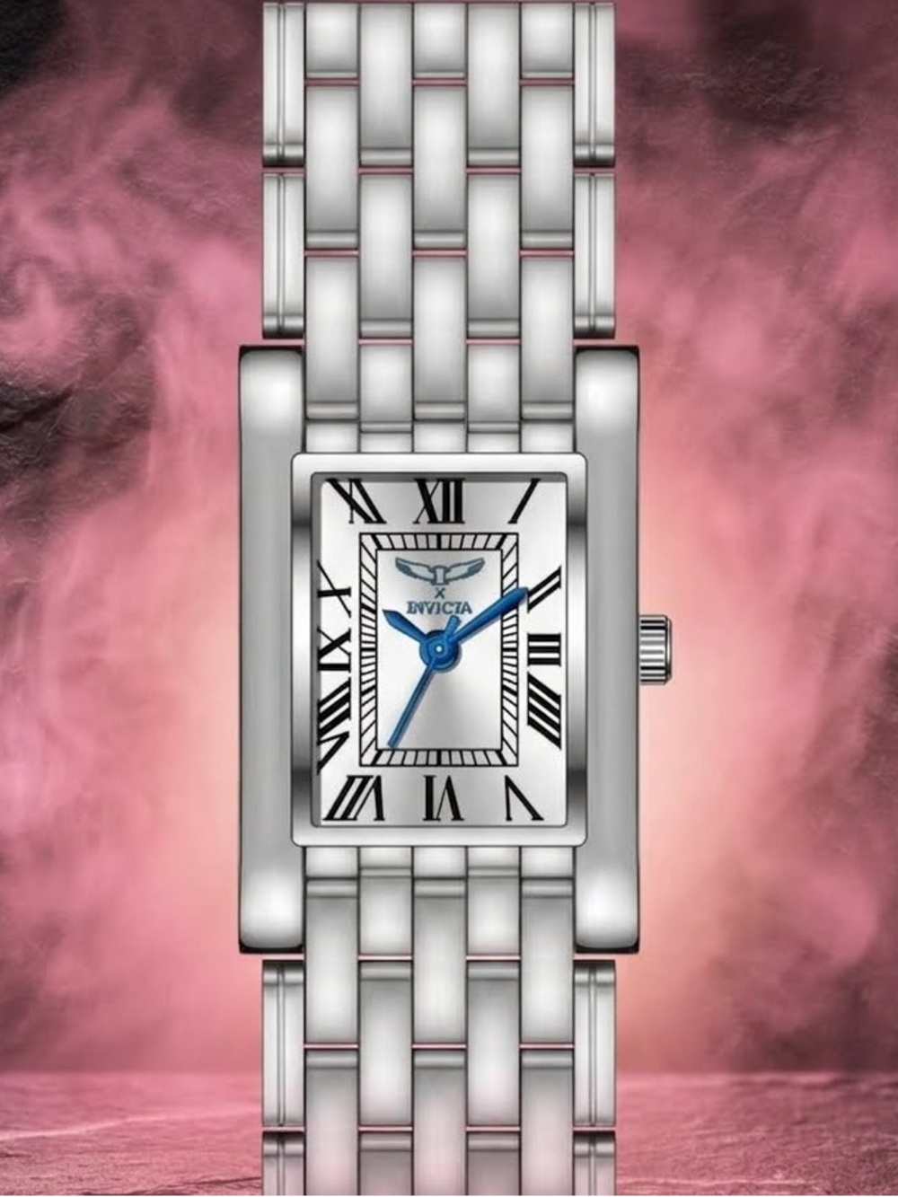 Specialty i By Invicta LUXE White Gold Plated Rectangular Bracelet Watch!